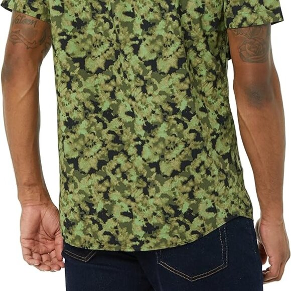 🎄NWT Goodthread Slim-Fit SS Stretch Poplin Shirt Button Down Blurred Camo M - Picture 5 of 5